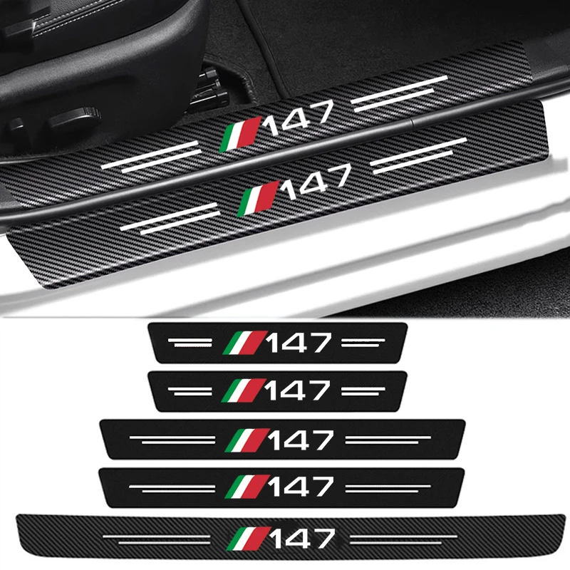 Crepe Pan Carbon - สติกเกอร์กันชนท้ายรถสำหรับ Alfa Romeo โลโก้147แผ่นกันรอยที่ประตูแผ่นกันครูดมีแถบเทปติดกันรอยแป้นเหยียบ
